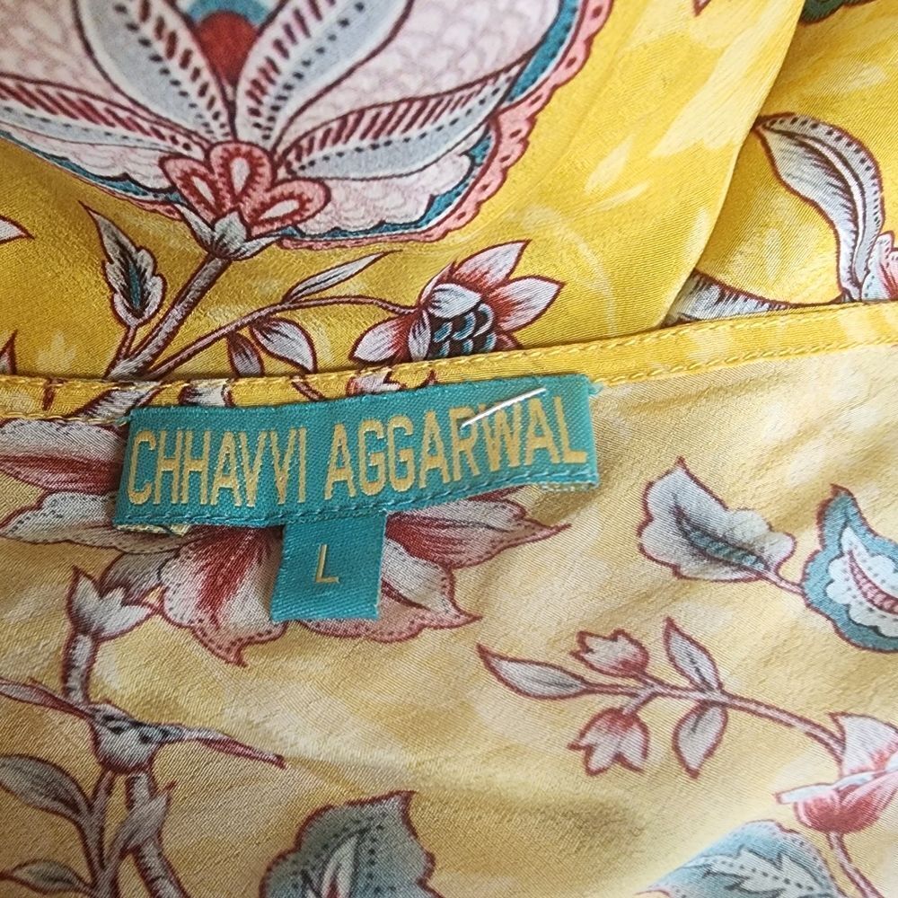 Chhavvi Aggarwal Yellow Floral One Shoulder Top (L) - Picture 7 of 7